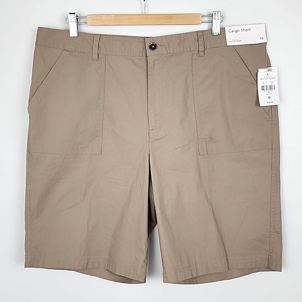 NWT Northern Reflections Women's Cargo Casual Short Stretch Cotton Beige Sz 16